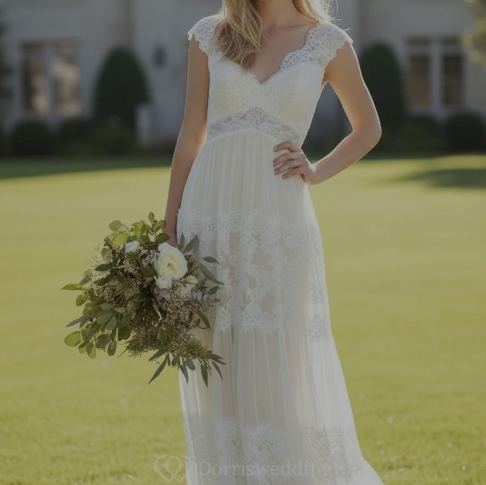 Lace Cap Sleeve Bridal Gown